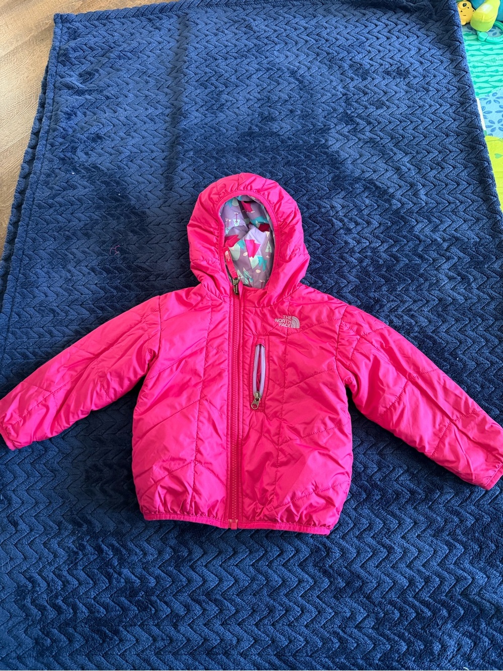 The North Face Girls Bright Pink Hooded Puffer Jacket